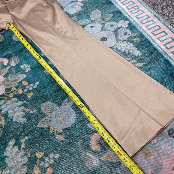 Cache Gold Dress Pants Womens 10 Beige Flare Leg Stretch Cotton Trouser Shiny - Picture 12 of 15